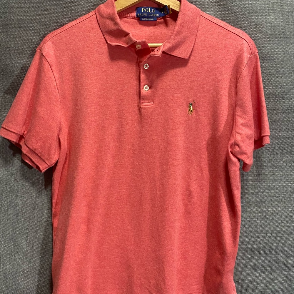 Polo by Ralph Lauren Men's Coral/Salmon Custom Slim Fit Polo Shirt